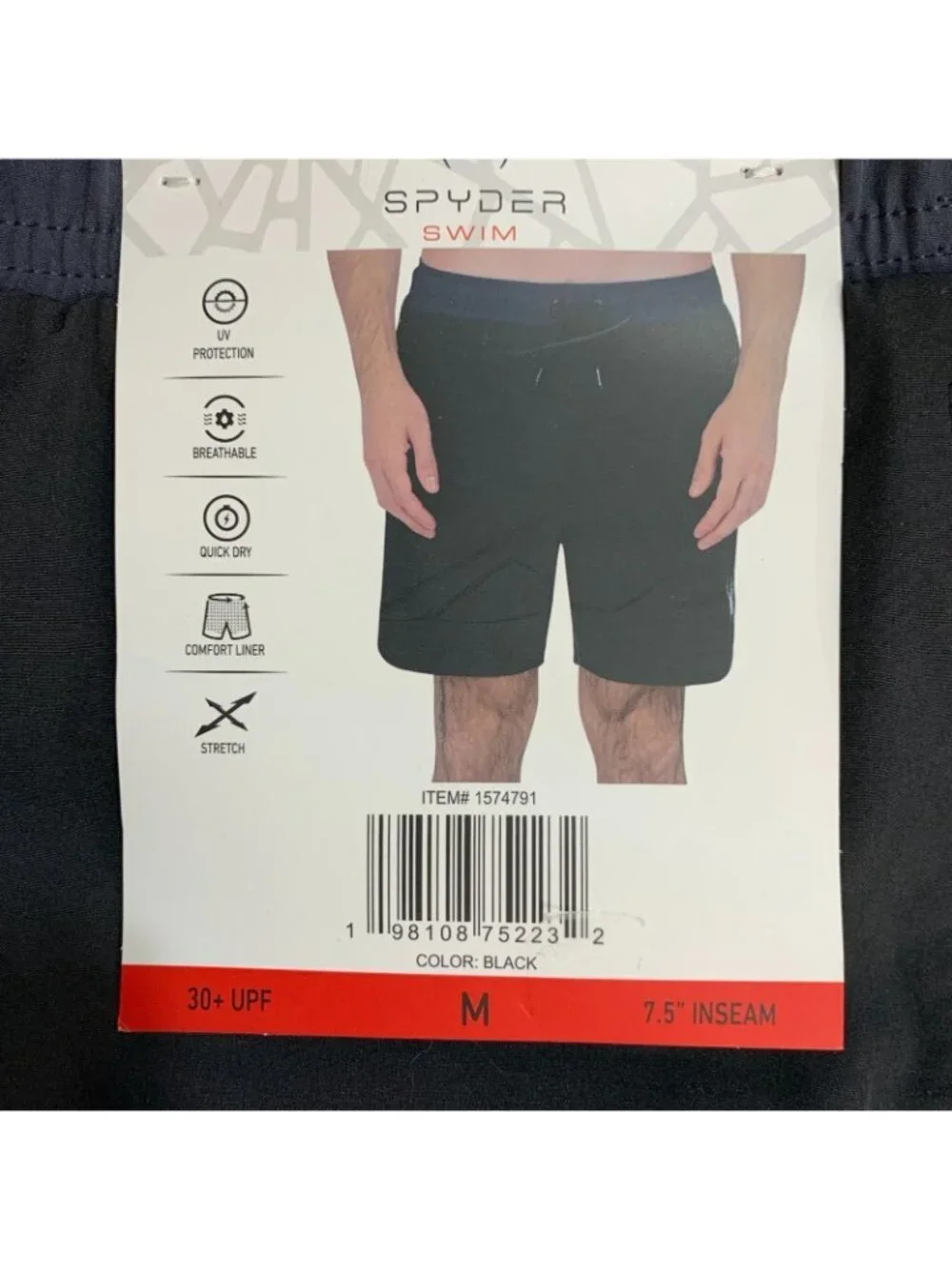 NWT Spyder Men's M Swim Shorts Black 7.5